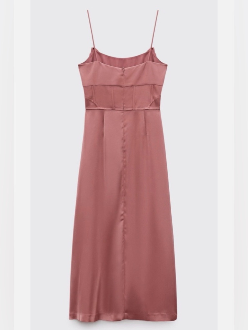 Zara Corsetry Satin Slip Midi Dress with Side Slit in Rose Dust EUC Size Small - Picture 6 of 12